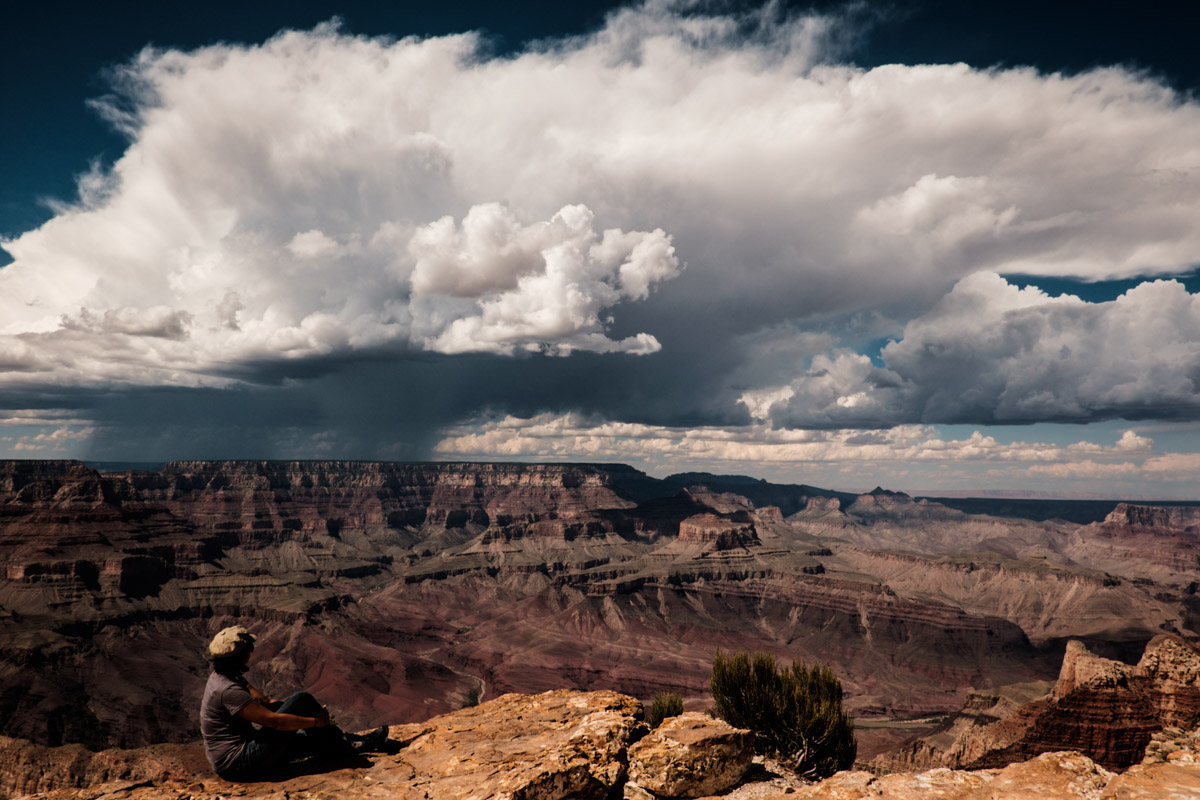 Charlene and the grandest of clouds of Grand Canyon