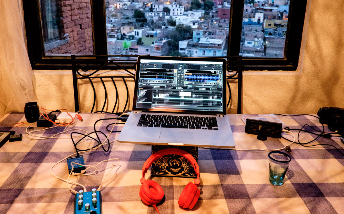 DJ Flemming Bo and his on the road setup! Bringing down the house! Guanajuato, Mexico in the background.